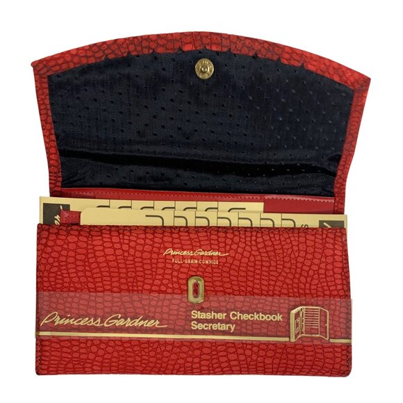 Princess Gardner Stasher Checkbook Secretary Wallet Red Cowhide w/ Gift Box - Picture 10 of 10